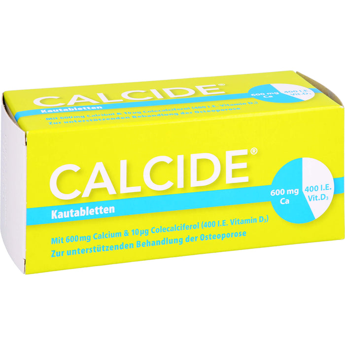 Calcide 600 mg / 400 I.E. Kautabletten zur unterstützenden Behandlung der Osteoporose, 100 pc Tablettes