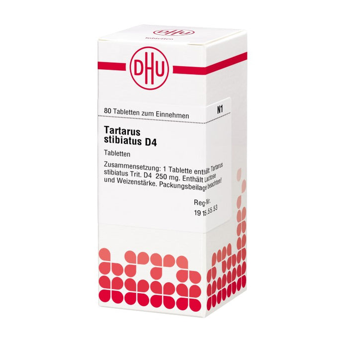 Tartarus stibiatus D4 DHU Tabletten, 80 pc Tablettes