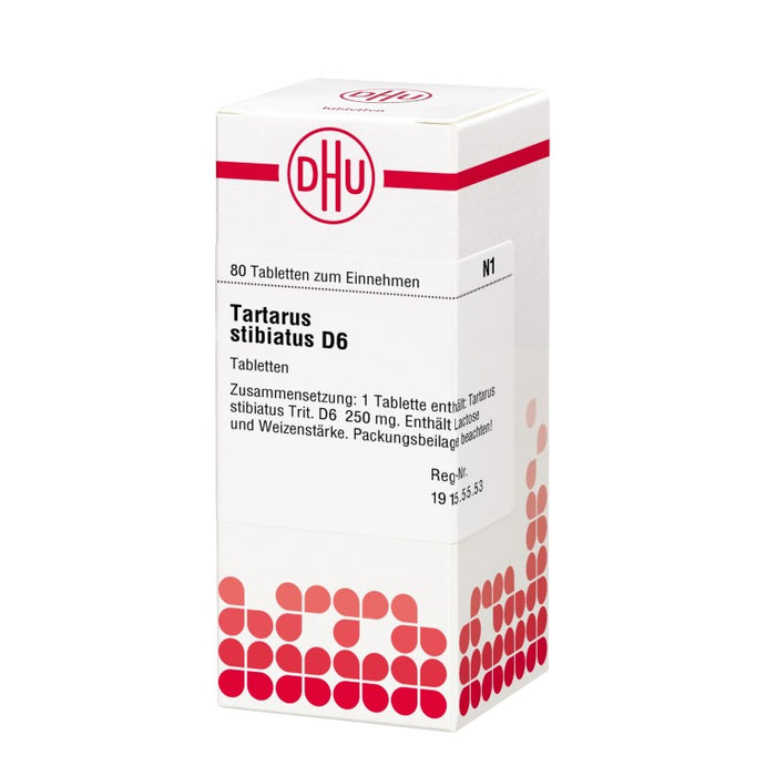 Tartarus stibiatus D6 DHU Tabletten, 80 pc Tablettes