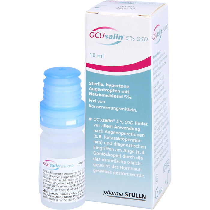 OCUsalin 5% OSD Augentropfen zur unterstützenden Behandlung von Hornhaut-Ödemen, 10 ml Solution