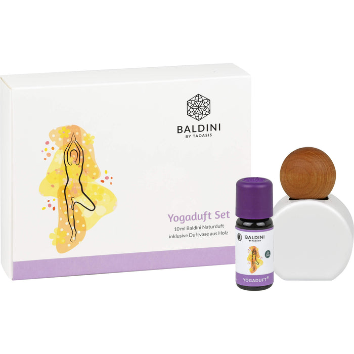 BALDINI Yogaduft Set 10 ml Naturduft inklusive Duftvase aus Holz, 1 pcs. Set