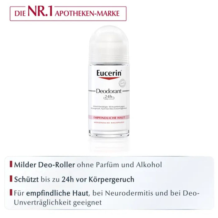 Eucerin Deodorant für empfindliche Haut 24 h Roll-on, 50 ml Solution