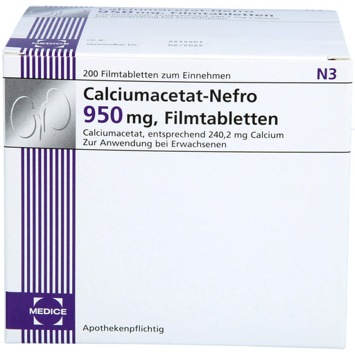 Calciumacetat-Nefro 950 mg, Filmtabletten, 200 St. Tabletten