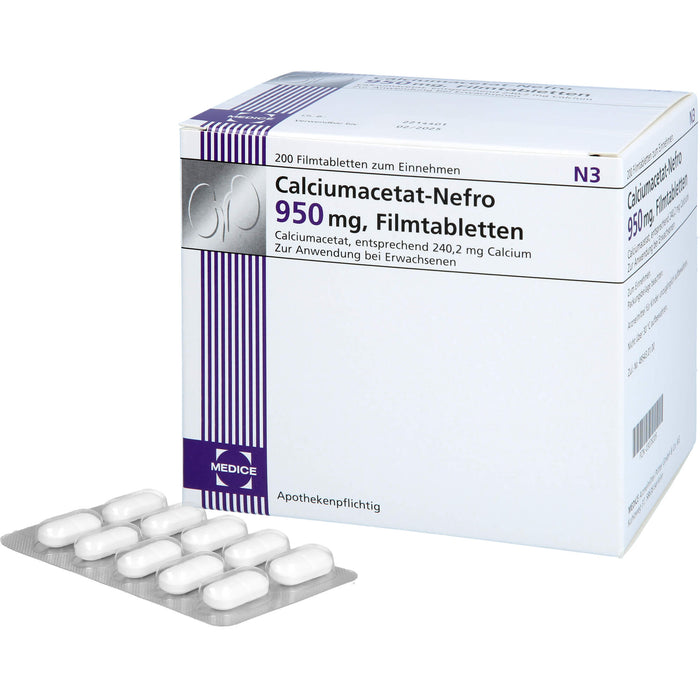 Calciumacetat-Nefro 950 mg, Filmtabletten, 200 St. Tabletten