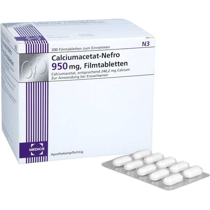 Calciumacetat-Nefro 950 mg, Filmtabletten, 200 St. Tabletten