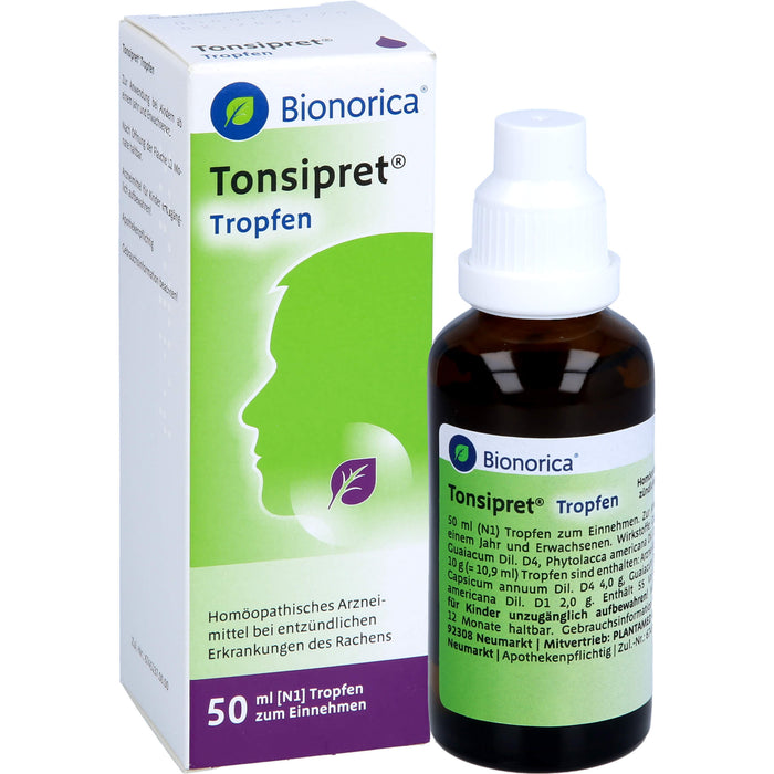 Tonsipret Tropfen bei Erkrankungen des Rachens, 50 ml Solution