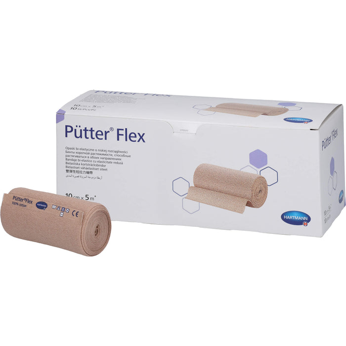 PütterFlex Binde 10 cm x 5 m besonders dünne bi-elastische Kurzzugbinde, 10 pcs. Bandage