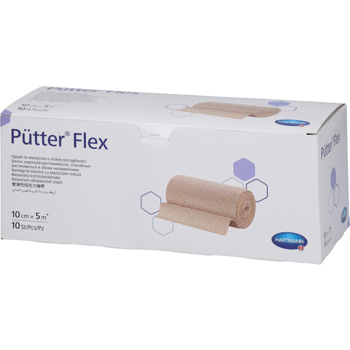 PütterFlex Binde 10 cm x 5 m besonders dünne bi-elastische Kurzzugbinde, 10 pcs. Bandage