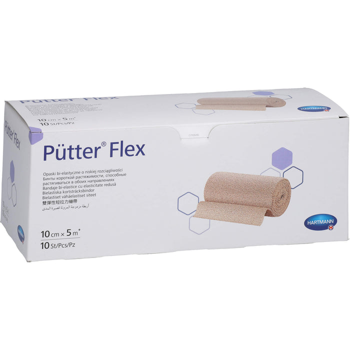 PütterFlex Binde 10 cm x 5 m besonders dünne bi-elastische Kurzzugbinde, 10 pcs. Bandage