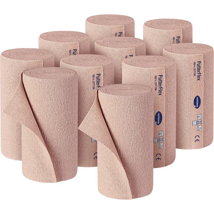 PütterFlex Binde 10 cm x 5 m besonders dünne bi-elastische Kurzzugbinde, 10 pcs. Bandage