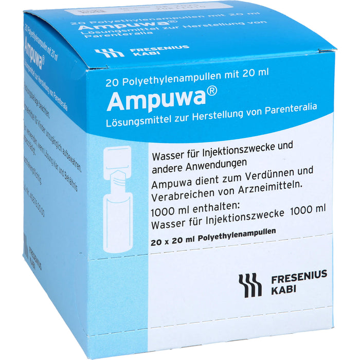 Ampuwa , Lösungsmittel zur Herstellung von Parenteralia Polyethylenampullen, 20 ml, 400 ml Solution