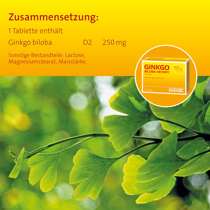 Ginkgo biloba Hevert mit einem Auszug aus erntefrischen Ginkgoblättern, 100 pcs. Tablets