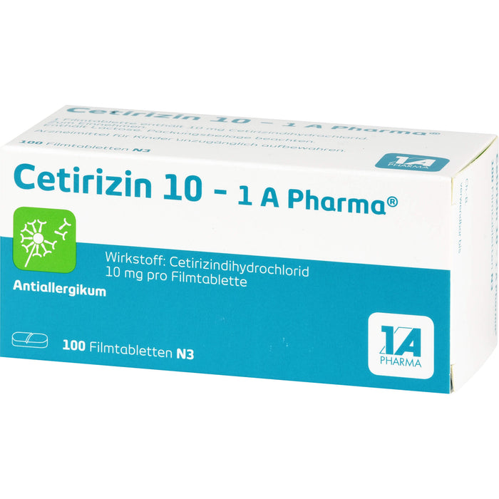 Cetirizin 10 - 1 A Pharma , 10 mg Filmtabletten, 100 pc Tablettes