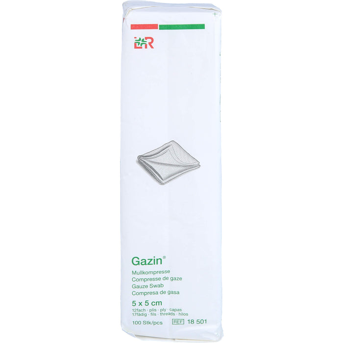Gazin Mullkompresse 5 cm x 5 cm unsteril 12 lagig, 100 St. Kompressen