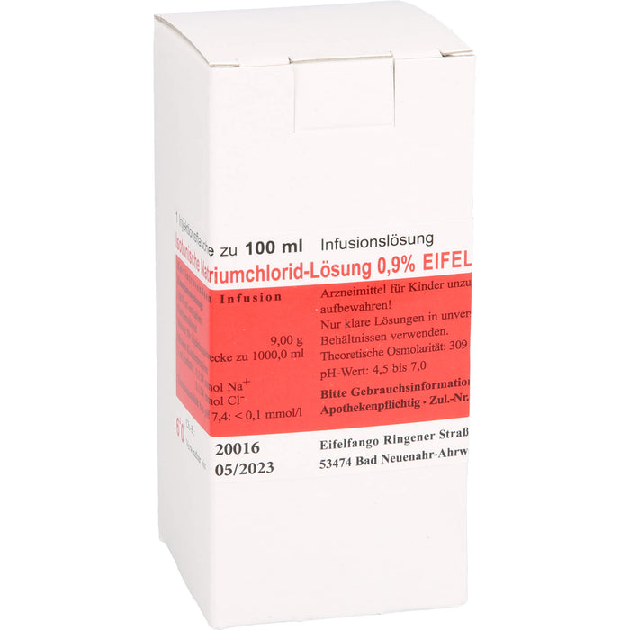 Isotonische Natriumchlorid-Lösung 0,9 % EIFELFANGO zur Flüssigkeits- und Elektrolytsubstitution, 100 ml Solution