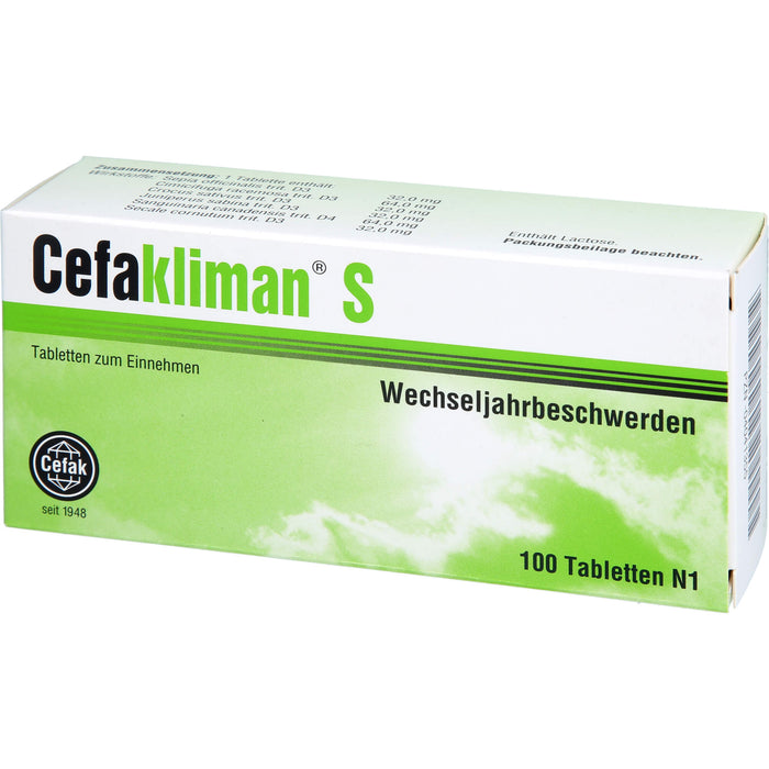 Cefakliman S Tabletten bei Wechseljahresbeschwerden, 100 pc Tablettes