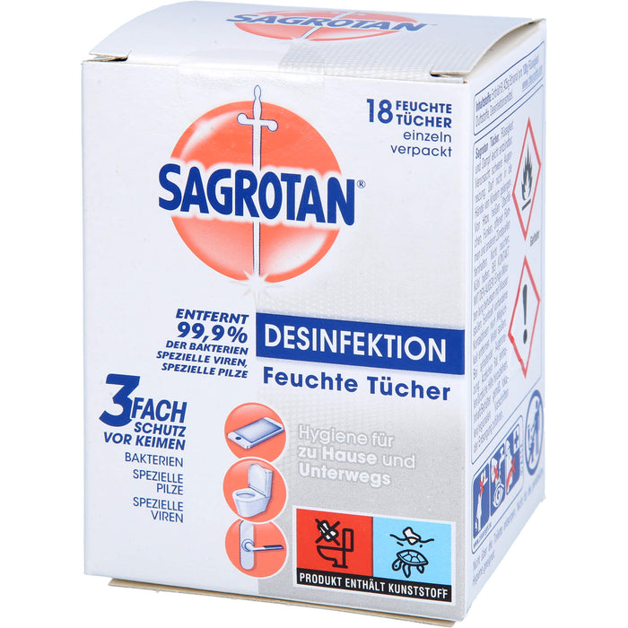 SAGROTAN desinfizierende Feuchttücher, 18 pc Tissus