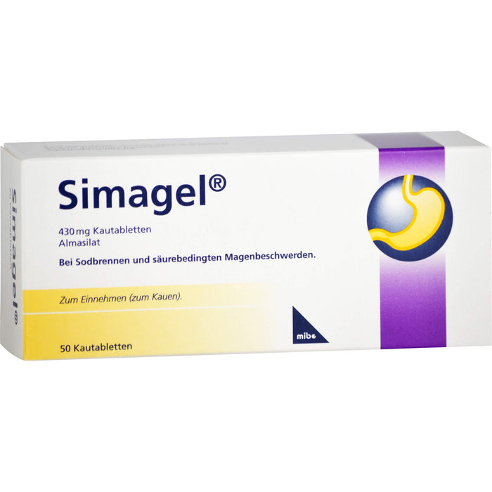 Simagel 430 mg Kautabletten bei Sodbrennen und säurebedingten Magenbeschwerden, 50 St. Tabletten