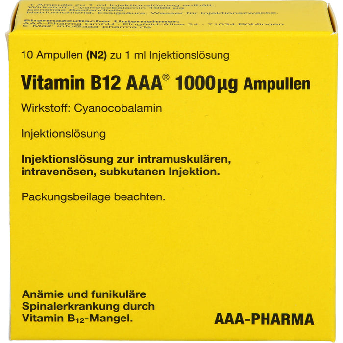 Vitamin B12 AAA 1000 µg Ampullen, 10 St. Ampullen