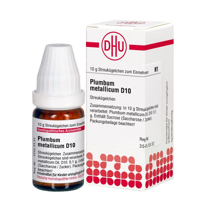 Plumbum metallicum D10 DHU Globuli, 10 g Globules