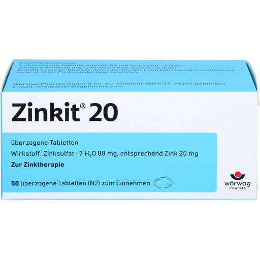 Zinkit 20 überzogene Tabletten zur Zinktherapie, 50 St. Tabletten