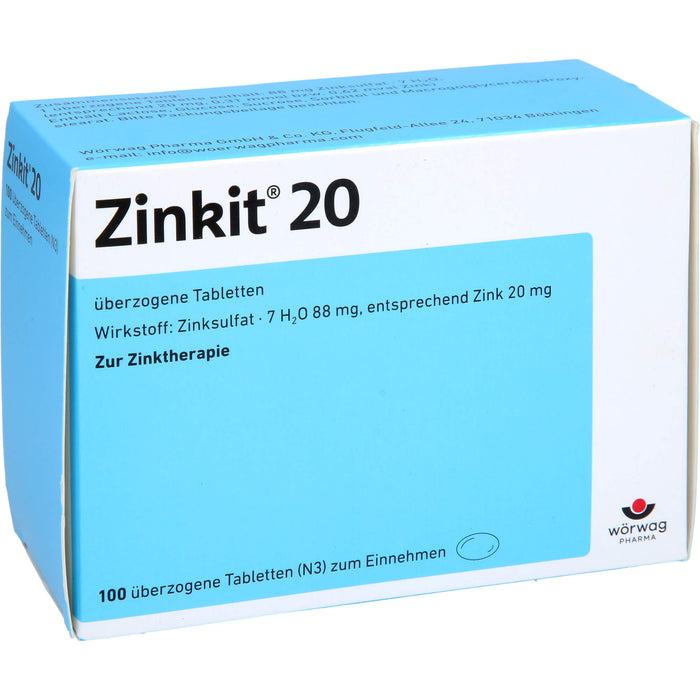 Wörwag Zinkit 20 Tabletten zur Zinktherapie, 100 St. Tabletten