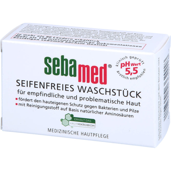 Sebamed seifenfreies Waschstück mit Vitamin E für empfindliche Haut für eine sanfte porentiefe Reinigung, 50 g body care