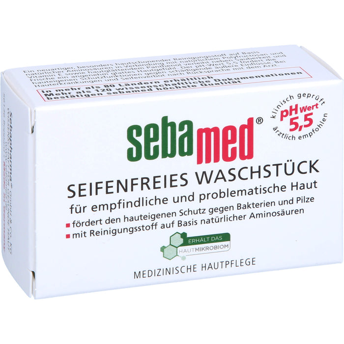 Sebamed seifenfreies Waschstück mit Vitamin E für empfindliche Haut für eine sanfte porentiefe Reinigung, 50 g body care