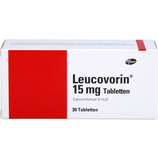 Leucovorin 15 mg Tabletten zur Vorbeugung von Vergiftungserscheinungen und bei Folsäuremangel, 30 St. Tabletten
