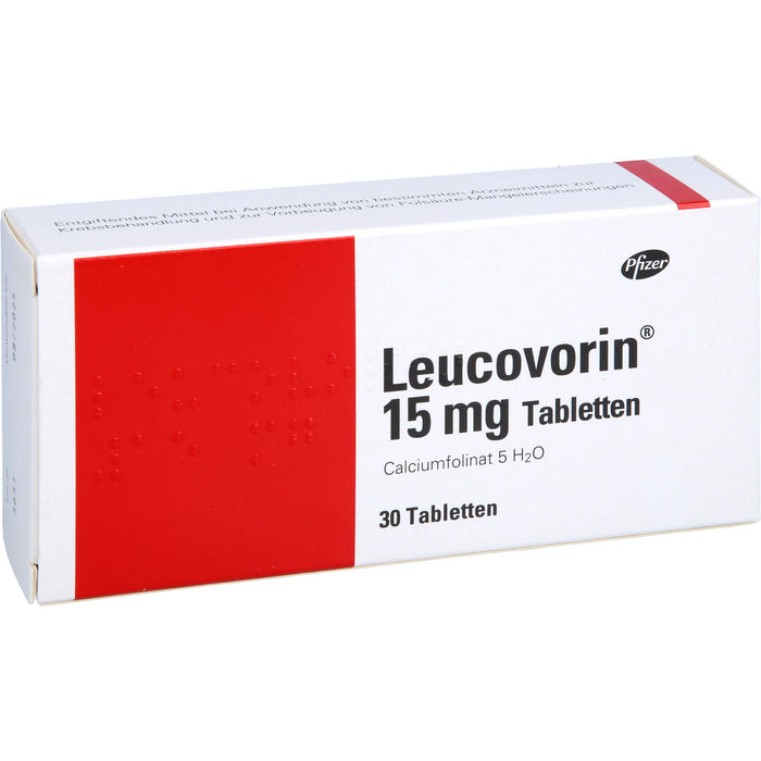 Leucovorin 15 mg Tabletten zur Vorbeugung von Vergiftungserscheinungen und bei Folsäuremangel, 30 pcs. Tablets