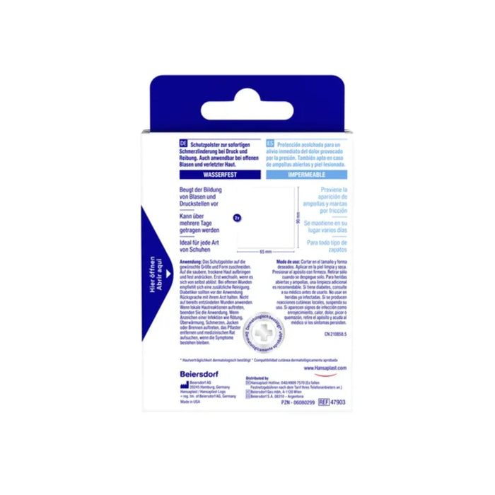 HANSAPLAST Druckstopp Pflaster schützt als durchsichtiges Polster vor Reibung und beugt Blasen und Druckstellen vor, 2 pcs. Patch