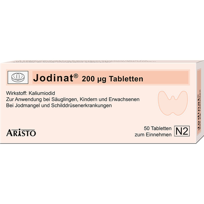 Jodinat 200 µg Tabletten bei Jodmangel und Schilddrüsenerkrankungen, 50 pc Tablettes