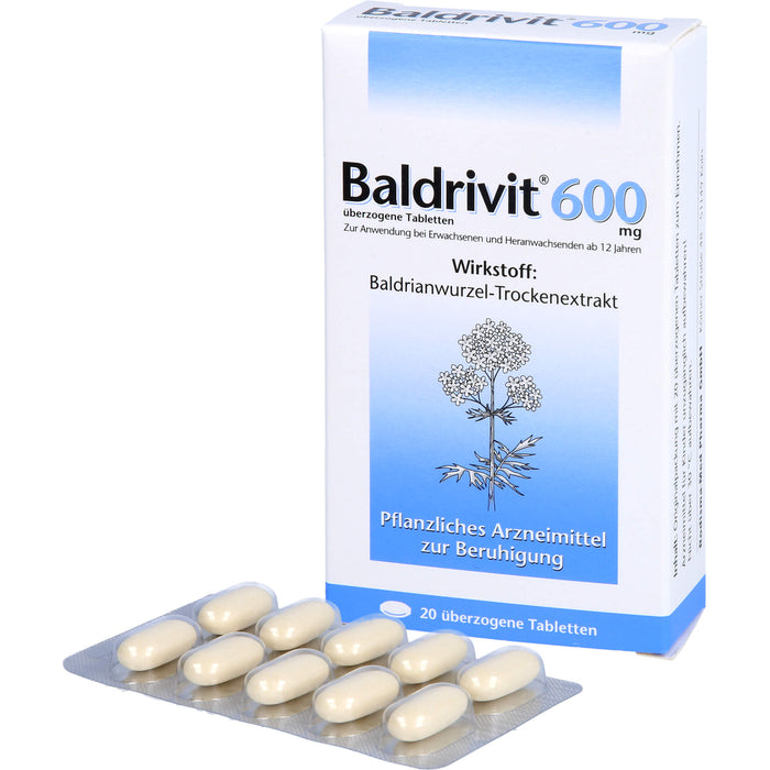 Baldrivit 600 mg Tabletten zur Beruhigung, 20 St. Tabletten
