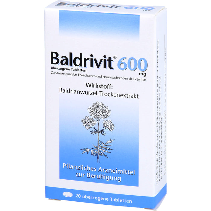 Baldrivit 600 mg Tabletten zur Beruhigung, 20 St. Tabletten