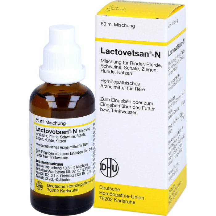 DHU Lactovetsan-N für Tiere, Rinder, Pferde, Schweine, Schafe, Ziegen, Hunde, Katzen, 50 ml Solution