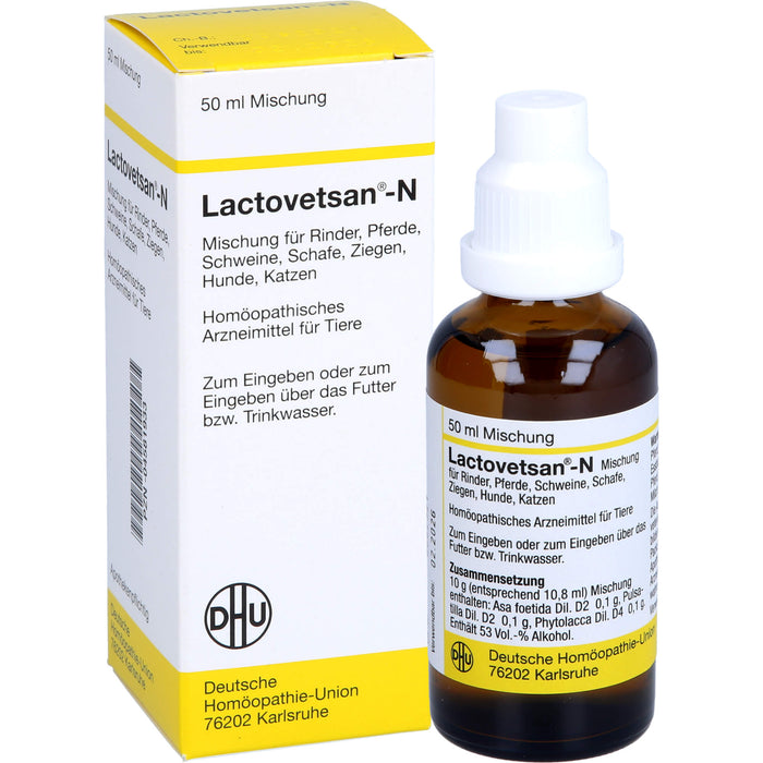 DHU Lactovetsan-N für Tiere, Rinder, Pferde, Schweine, Schafe, Ziegen, Hunde, Katzen, 50 ml Solution