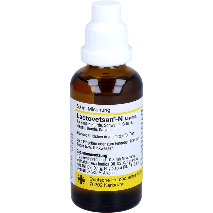 DHU Lactovetsan-N für Tiere, Rinder, Pferde, Schweine, Schafe, Ziegen, Hunde, Katzen, 50 ml Solution