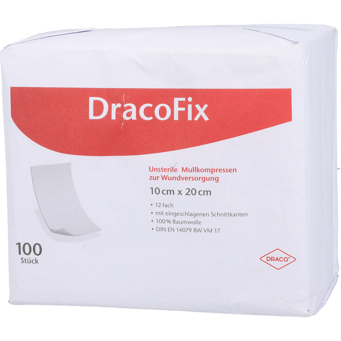 DracoFix unsterile Mullkompressen 10 x 20 cm 12fach, 100 pcs. Compresses