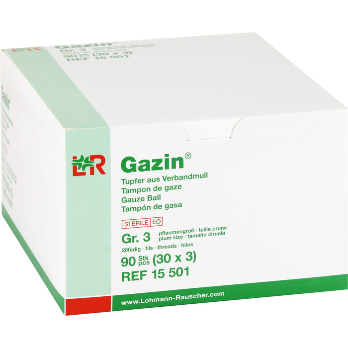 Gazin Tupfer pflaumengroß steril Gr. 3, 90 pcs. Swab