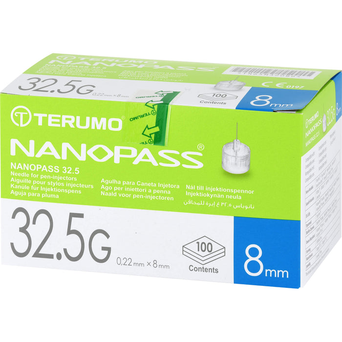 TERUMO NANOPASS 32,5 G 0,22 x 8 mm  Kanüle für Injektionspens, 100 pc Aiguilles