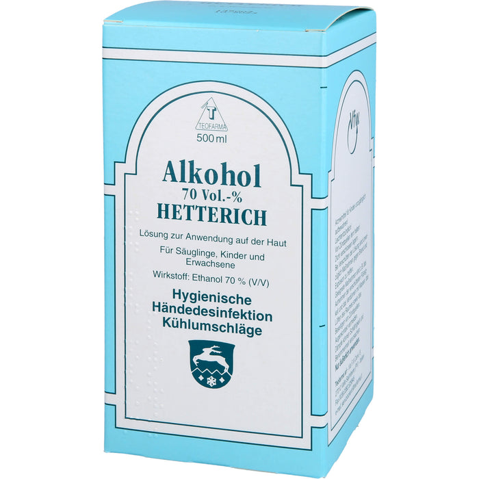 HETTERICH Alkohol 70 Vol.-% Lösung zur hygienischen Händedesinfektion, 500 ml Lösung