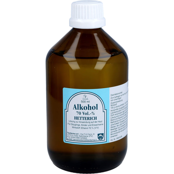 HETTERICH Alkohol 70 Vol.-% Lösung zur hygienischen Händedesinfektion, 500 ml Lösung
