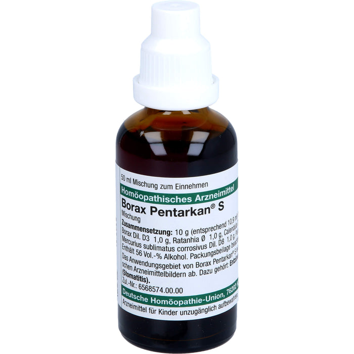 DHU Borax Pentarkan S Mischung bei Entzündungen der Mundschleimhaut, 50 ml Solution