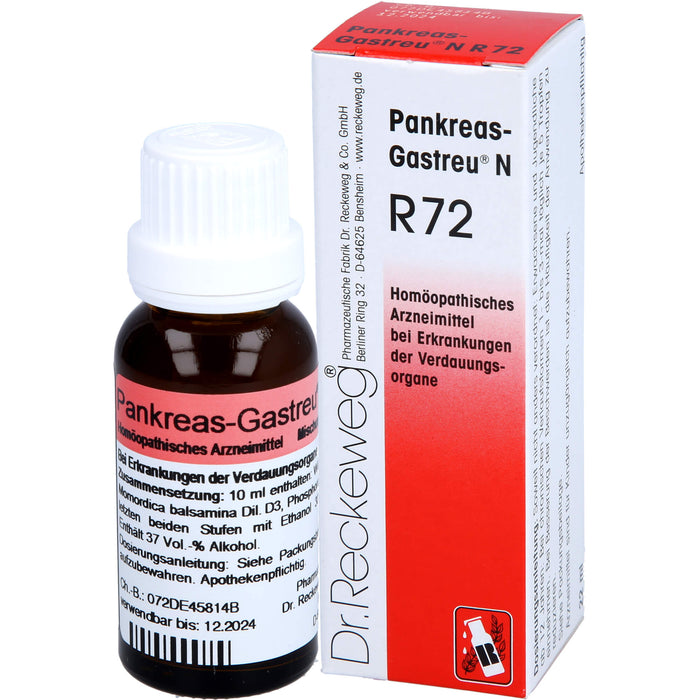 Dr. Reckeweg Pankreas-Gastreu N R72 Mischung bei Erkrankungen der Verdauungsorgane, 22 ml Lösung