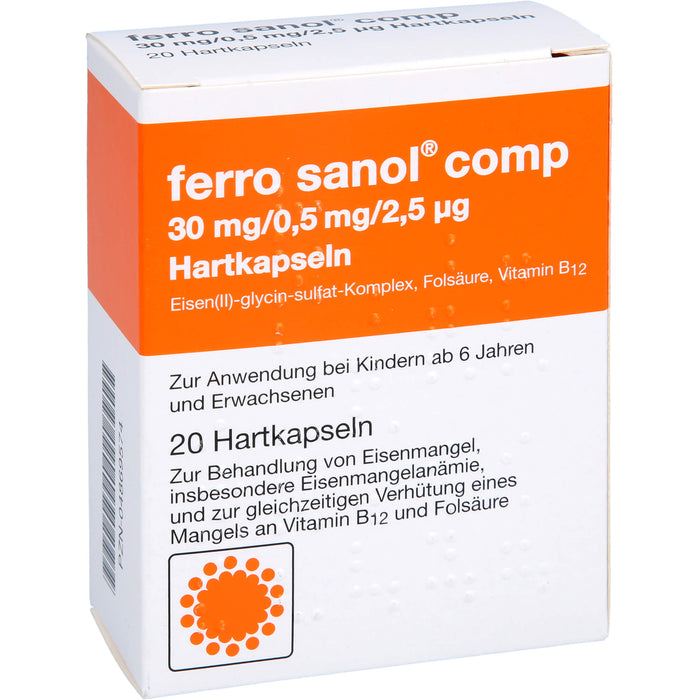 Ferro Sanol comp 30 mg / 0,5 mg / 2,5 µg Hartkapseln, 20 St. Kapseln