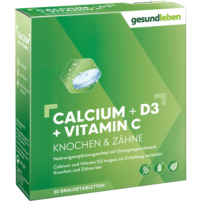 Gesundleben Calcium + D3 + Vitamin C mit Orangengeschmack Brausetabletten, 30 St. Brausetabletten