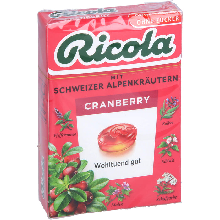 Ricola Schweizer Kräuterbonbons Box Cranberry ohne Zucker, 50 g Candies