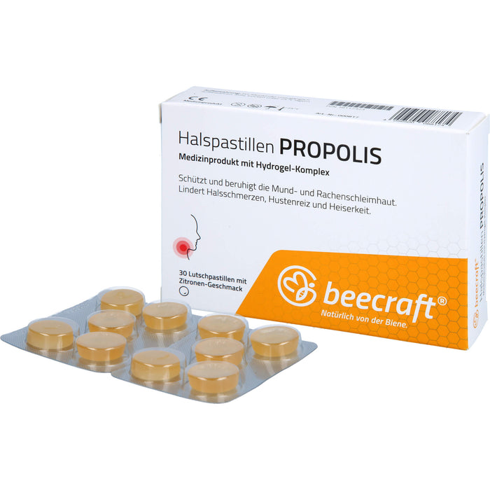 Beecraft Halspastillen Propolis schützt und beruhigt die Mund- und Rachenschleimhaut, 30 pcs. Pastilles