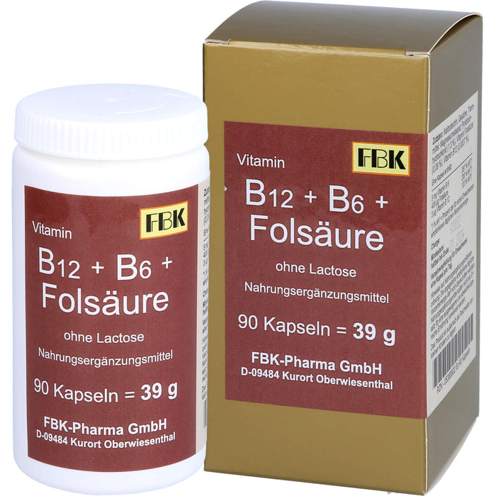 FBK B12 + B6 + Folsäure ohne Lactose Kapseln, 90 pc Capsules