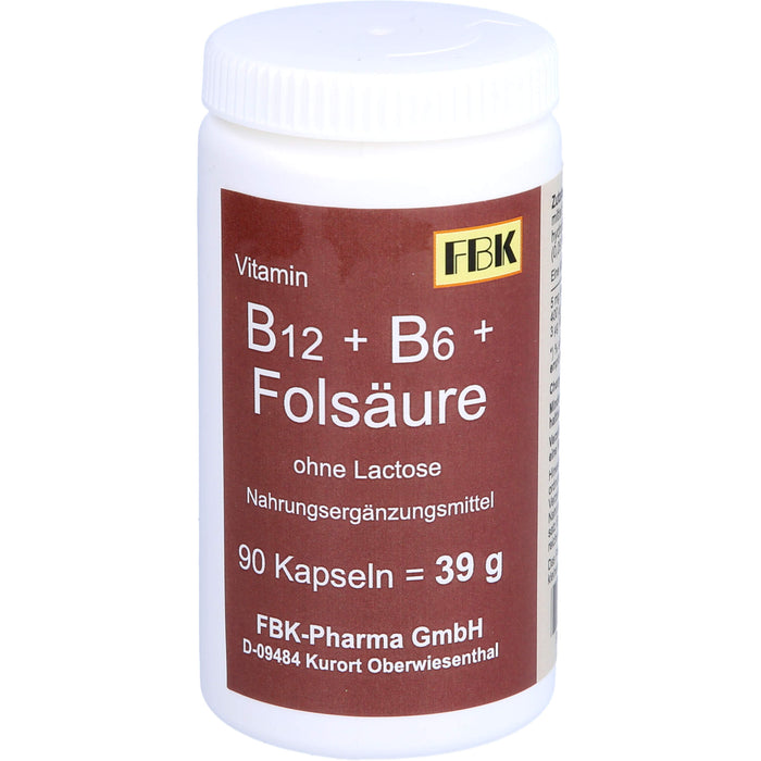 FBK B12 + B6 + Folsäure ohne Lactose Kapseln, 90 pc Capsules